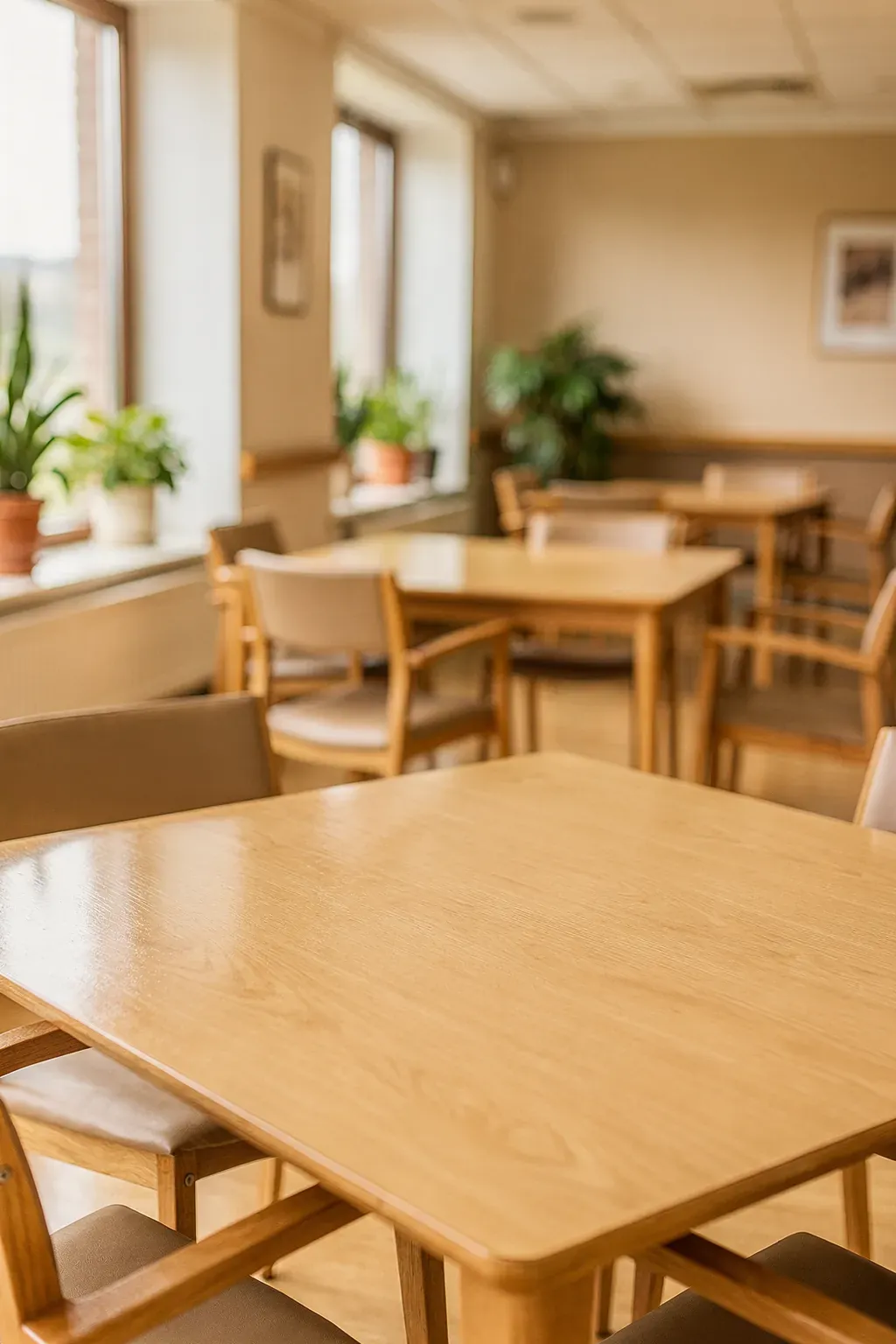 Bright long-term care common area